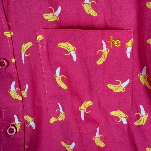 NEW Tipsy Elves Hawaiian Shirt Mens Large Pink Banana AOP Short Sleeve Button Up - Picture 5 of 11